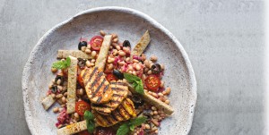 February 2016 - Cookery - Issue 248 - Griddled Halloumi with Red Onion, Haricot Bean and Tomato Salad