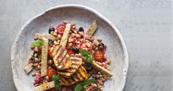 February 2016 - Cookery - Issue 248 - Griddled Halloumi with Red Onion, Haricot Bean and Tomato Salad