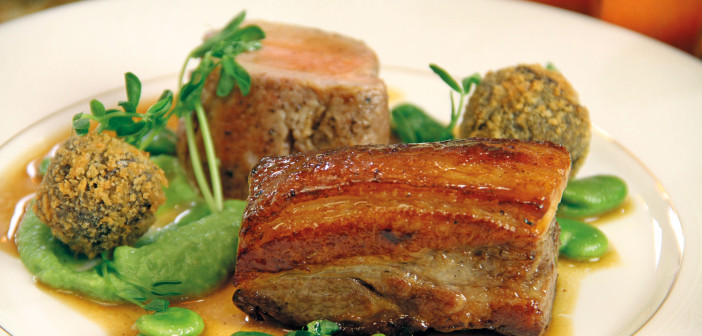 March 2016 - Cookery - Issue 249 - Pork with Black Pudding Croquets & Pea Purée
