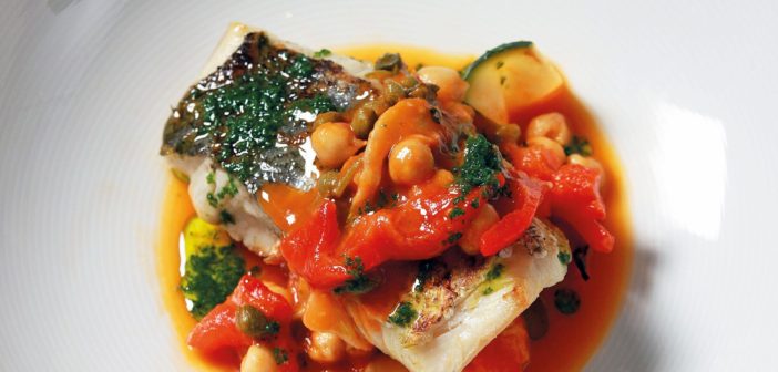 June 2016 - Cookery - Fillet of Cod with Chickpeas, Red Pepper and Tomato - Issue 252