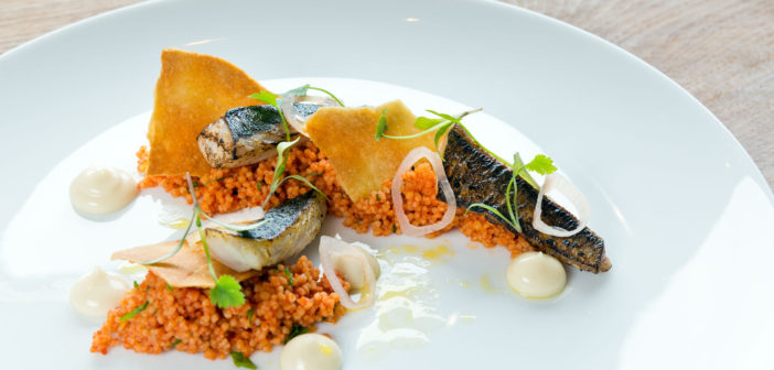 August 2016 - Cookery - Cured BBQ Mackerel with Tomato Cous Cous, Lavosh & Lemon Mayonnaise - Issue 254