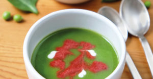 December 2016 - Cookery - Pea and Spinach Soup with Beetroot Swirl