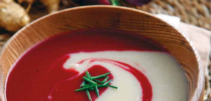 September 2017 - Cookery - Duo of Soups - Beetroot and Jerusalem Artichoke with Bacon - Issue 267
