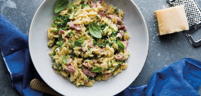 Cookery - Fifteen-Minute Orzo Pasta with Bacon and Cabbage - Issue 275