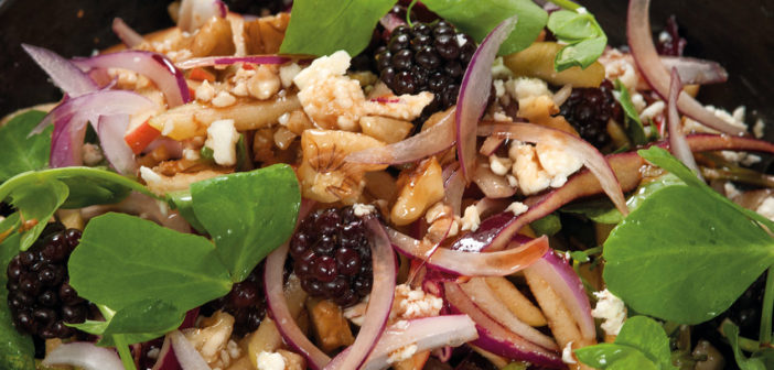 January 2020 - Cookery - A salad of spinach, poached blackberries and crumbled feta cheese - Issue 295