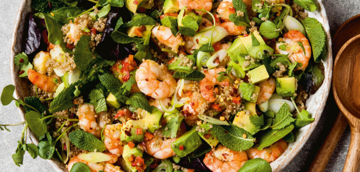 February 2020 - Cookery - Prawn, avocado and quinoa salad - Issue 296