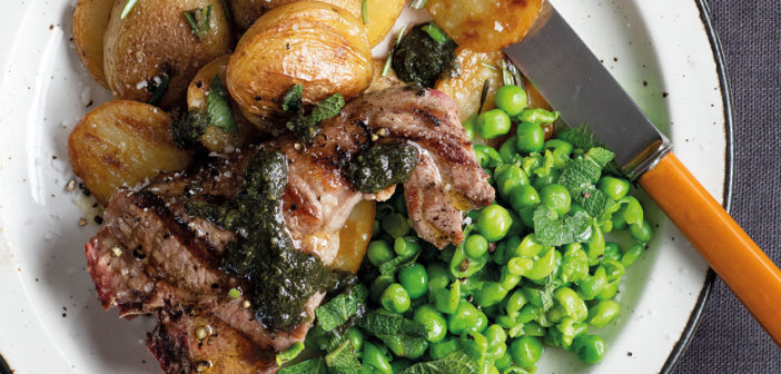 Lamb Chops With Minty Peas and Mustard Mash