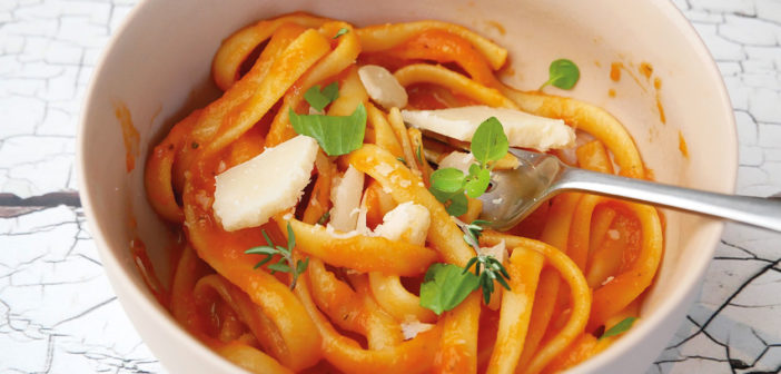 Fettuccini with Vegetable and Lentil Sauce