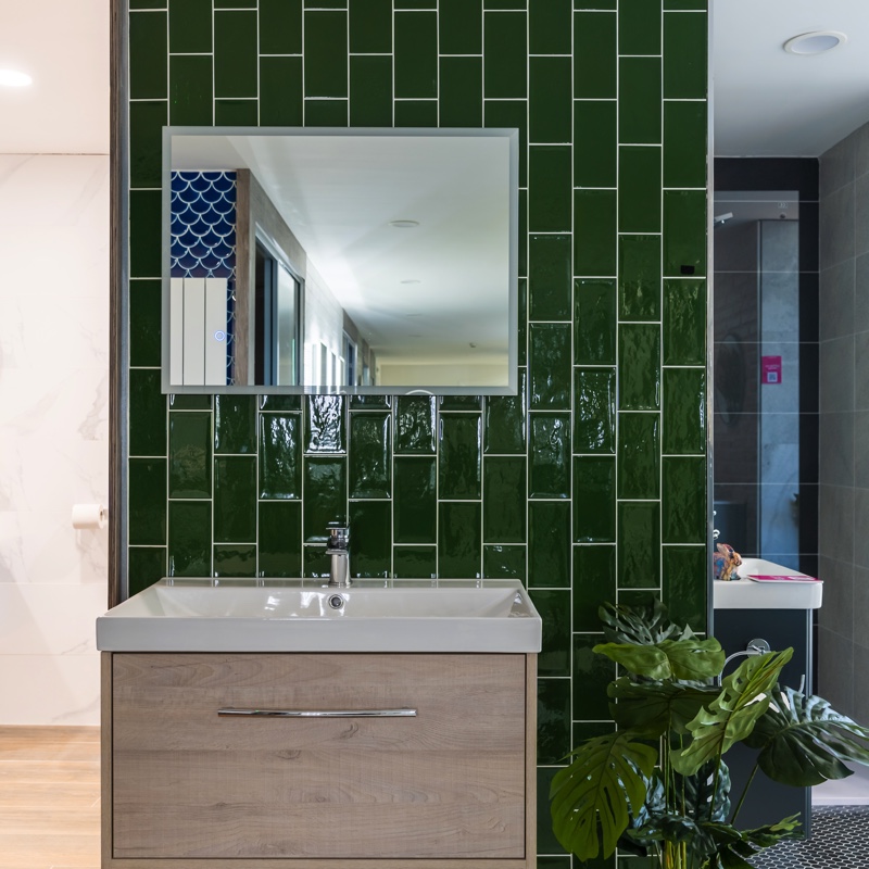 Bathshack green tiles