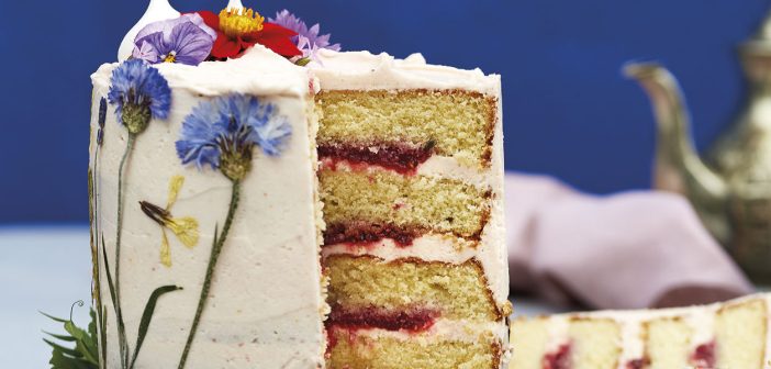 Edible Flower Cake With Sweet Geranium, Blackcurrant & Vanilla