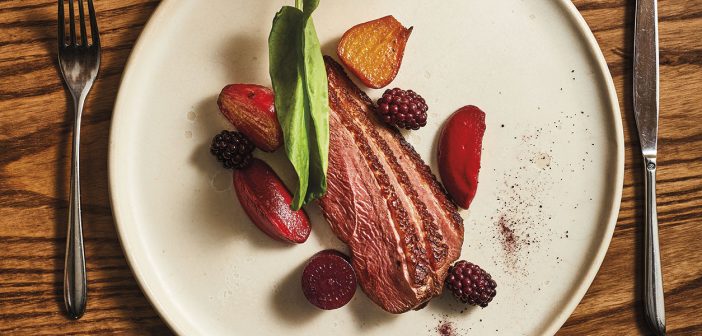 Roasted Feighcullen Duck with Castleruddery Beetroot, Pickled Blackberries and Sorrel