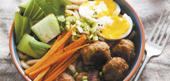 Udon Noodles & Pork Meatballs