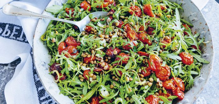 Slow-Roast Tomatoes with Puy Lentils